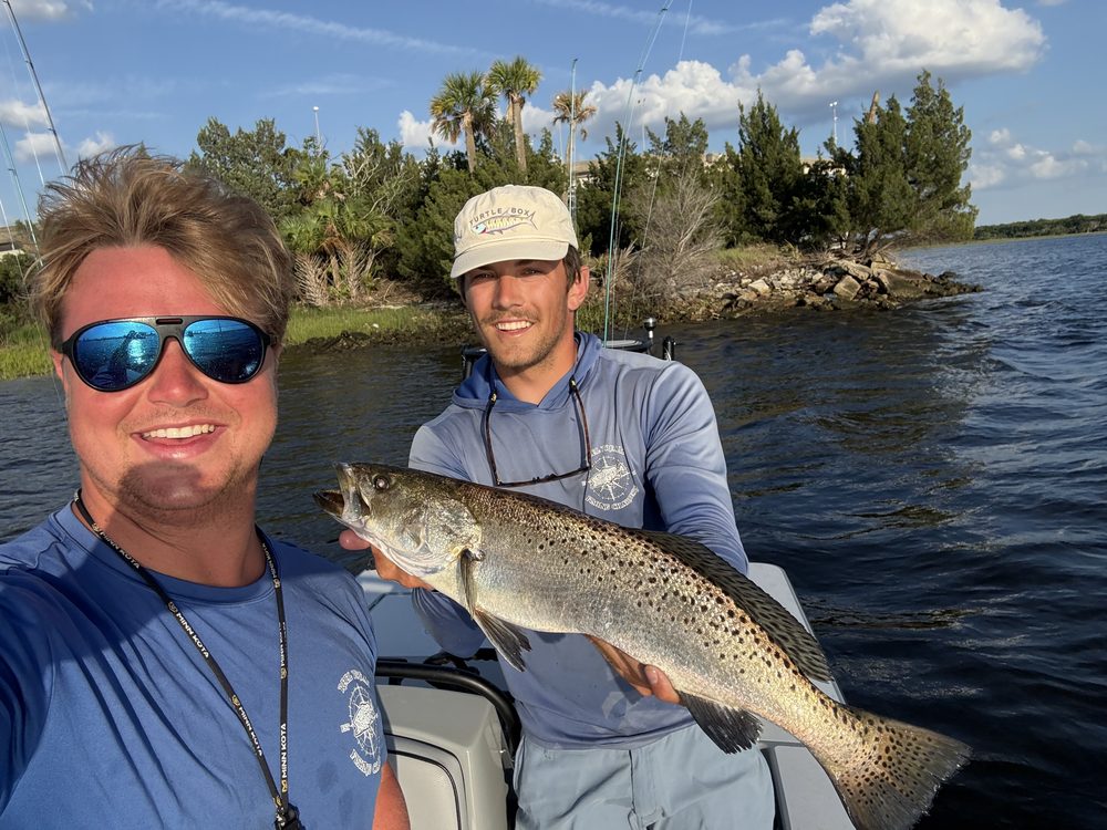 Captain Wills and a client with a spotted seatrout